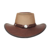 Full Grain Premium Buffalo Leather Mesh Hat with Dakota Indian Coin Band - The Walkabout Company