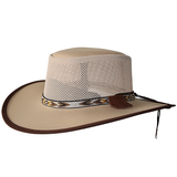Azteca Cool Canvas Mesh Hat.  UV Canvas/Chin Strap South West band - The Walkabout Company