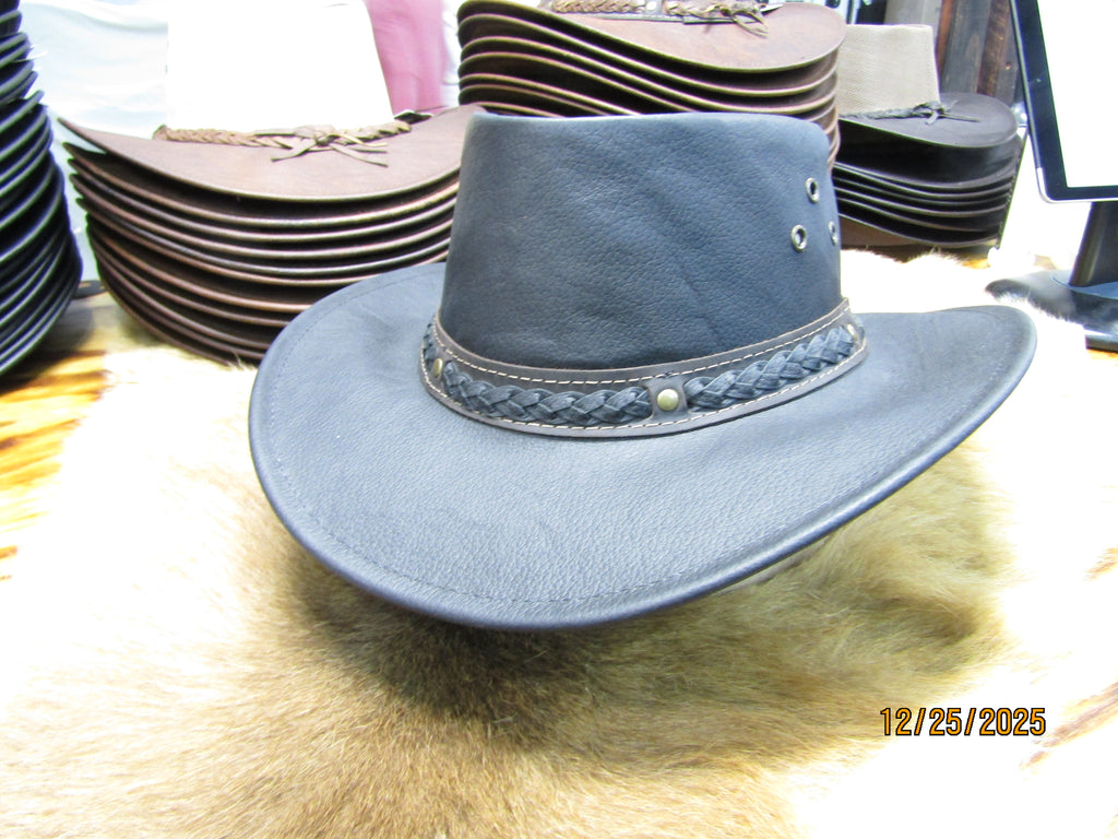 AUSSIE KANGAROO LEATHER HAT NEW 2026 BLACK & RUST