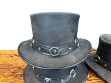 LEATHER TOP HAT -  RING BAND STEAM PUNK HAT