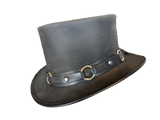 LEATHER TOP HAT -  RING BAND STEAM PUNK HAT
