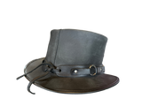 LEATHER TOP HAT -  RING BAND STEAM PUNK HAT