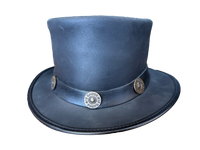 LEATHER TOP HAT - STEAM PUNK PRIDE HAND MADE IN USA