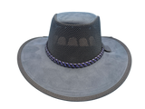 Ladies' Suede Mesh Hat — Purple/Black Cross Band.