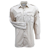 Walkabout Foxfire long sleeve safari shirt in stone with zip passport pocket