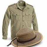 XL Long Sleeves Safari Shirt & Hat Combo - The Walkabout Company