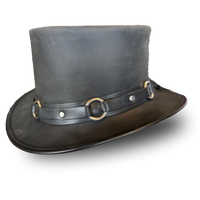 LEATHER TOP HAT -  RING BAND STEAM PUNK HAT - The Walkabout Company