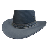 black aussie kangaroo leather wide-brimmed hat with braided band .