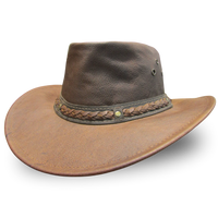 AUSSIE KANGAROO LEATHER HAT NEW 2026 BLACK & RUST - The Walkabout Company