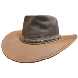 AUSSIE KANGAROO LEATHER HAT NEW 2026 BLACK & RUST - The Walkabout Company