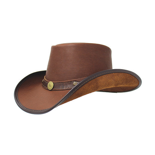 Full Grain Leather Hat. 100% Made in USA Custom Lizard band - The Walkabout Company