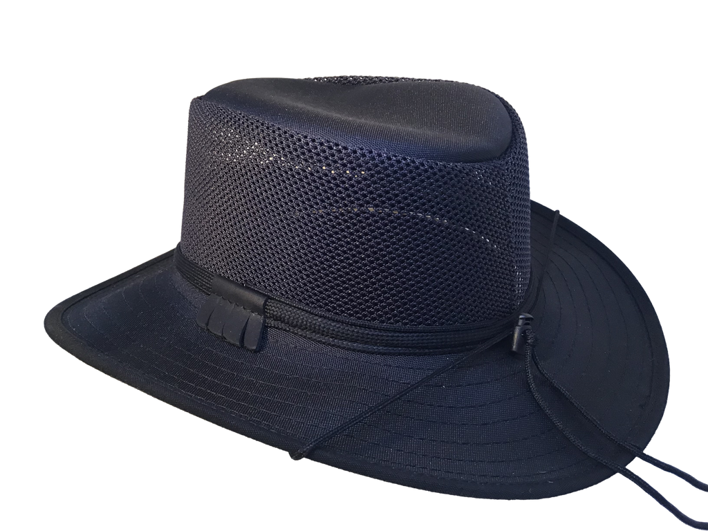 Solid Woven Brim Canvas Cool Mesh Hat, Lightweight  Made in USA. With CHIN Strap - The Walkabout Company